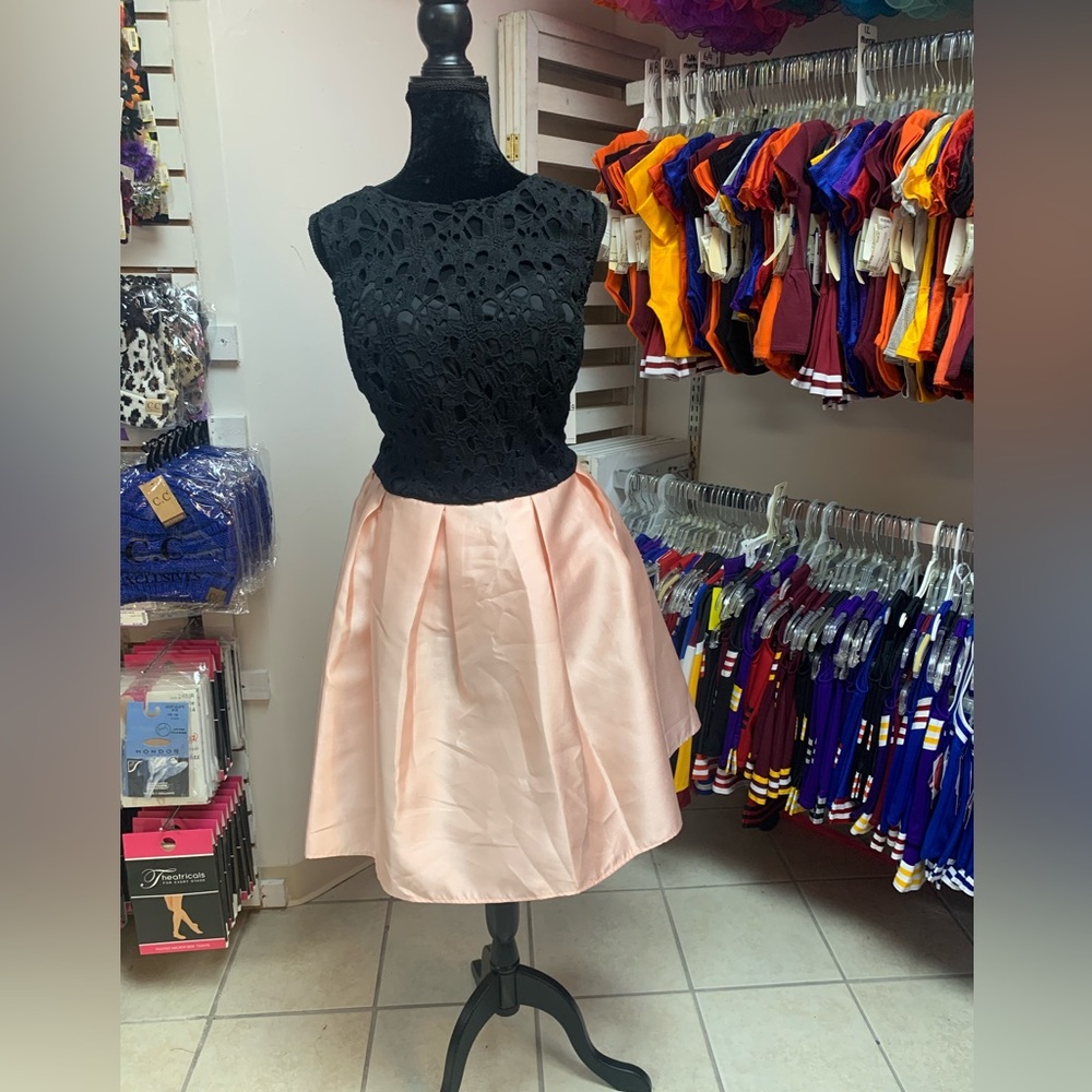 Teeze Me Black Lace and Pink Satin Dress